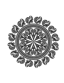 simple sample mandala from Mandala Happiness Book 1. Black and White