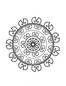 black and white blank mandala from Mandala Happiness 1, perfect for kids and adults