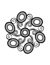 black and white blank mandala from Mandala Happiness 1, perfect for kids and adults