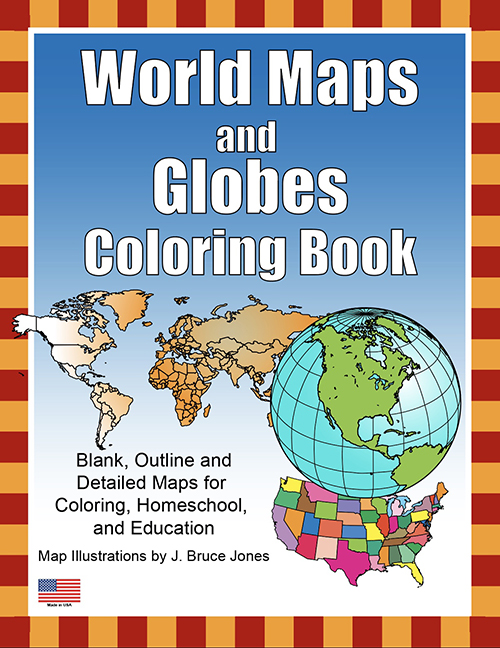 World Maps and Globes Coloring Book