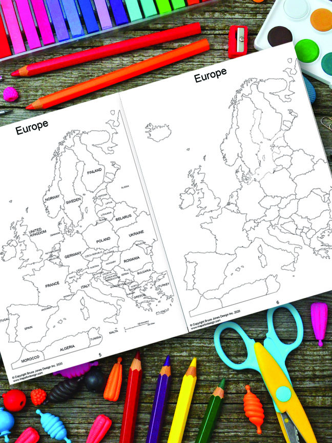 Europe map with text names and blank outline, country borders, jpg format