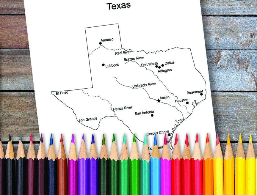 us state Texas, cities, highways, waterways, jpg format