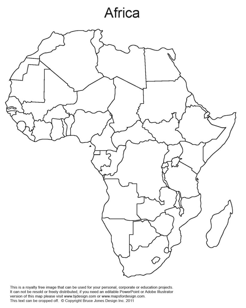 Africa Printable Blank Map, Country borders and names, jpg format, This map can be printed out to make an 8.5 x 11 blank Egypt, Libya, Algeria, Morocco, Tunisia, Sudan, Southern Sudan, Chad, Niger, Mali, Ethiopia, Somalia, Kenya, Tanzania, Madagascar, Mozambique, Malawi, Zambia, Zimbabwe, Botswana, South Africa, Namibia, Angola, Zaire, Democratic Republic of the Congo, Gabon, Cameroon, Nigeria, Mauritania, Mali, Guinea, Liberia, Sierra Leone, Western Sahara. Royalty-Free.