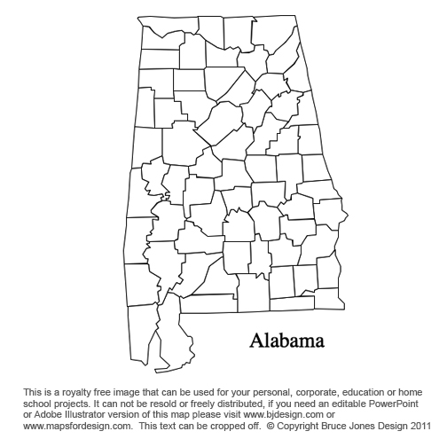 Alabama US State County Map, blank, printable, royalty free, jpg format. Click right to download.