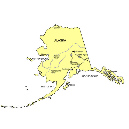 Alaska Editable US Detailed County and Highway PowerPoint Map