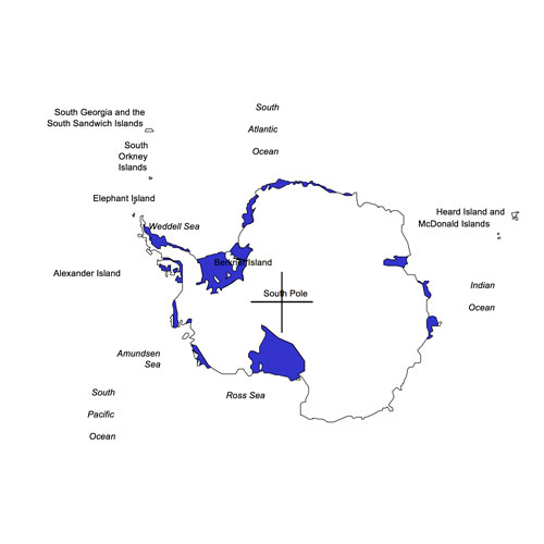 Antarctica Continental Clip Art Map, Countries, Names. Editable in PowerPoint and Adobe Illustrator, plus JPG format