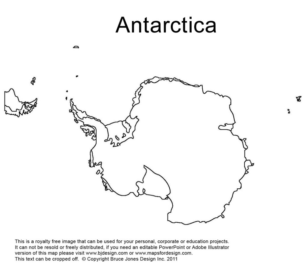 Antarctica, South Pole, Printable Blank Map, names, jpg format, This map can be printed out to make an 8.5 x 11 blank: Argentina, Australia, New Zealand, Elephant Island, Berkner Island. Royalty-Free.