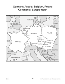 Geography Workbook, Cycle Two, Western and Eastern Europe and Asia, map sample