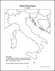 Geography Workbook, Cycle One, Africa, Middle East, and the Holy Land, Italymap