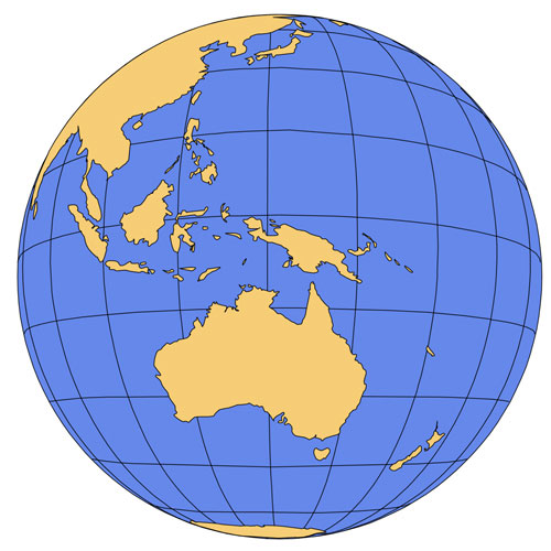 Australia Global Projection Powerpoint and Adobe Illustrator Clip Art Map, includes a JPG version