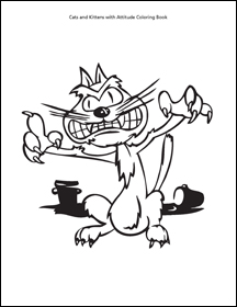 cats and kittens with attitude coloring book sample page