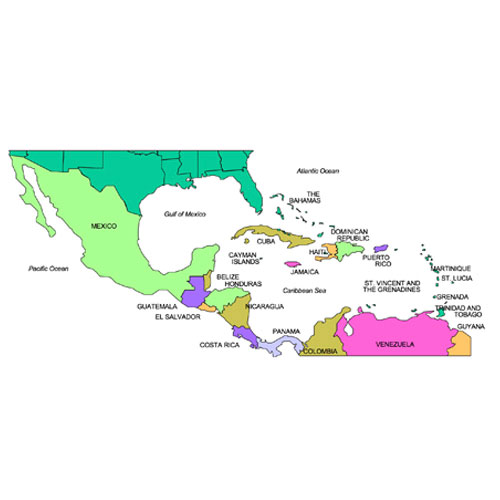 Central America Regional Map, Countries, Names. Editable in PowerPoint and Adobe Illustrator plus JPG