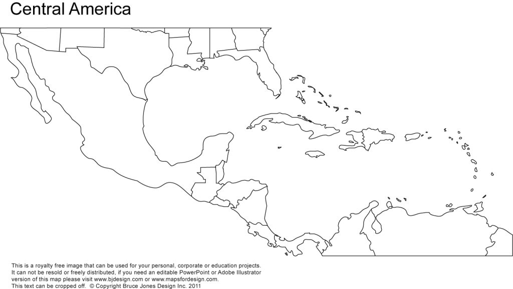 Central America Printable Blank Map, country borders but no names, jpg format, This map can be printed out to make an 8.5 x 11 blank Mexcio, Guatemala, Belize, Honduras, Nicaragua, Costa Rica, Panama, Cuba. Royalty Free.