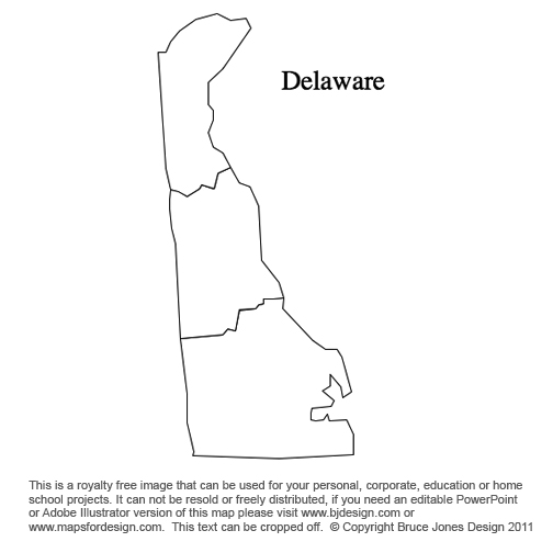 Delaware, US State County Map, blank, printable, royalty-free, jpg format.