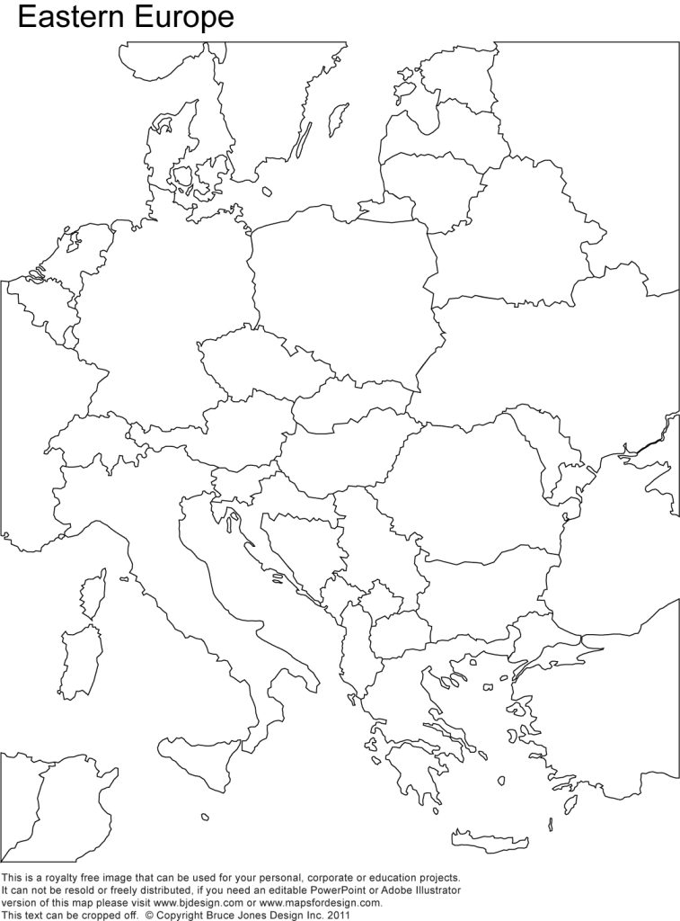 Eastern Europe Printable Blank Map, Country borders but no names, jpg format, This map can be printed out to make an 8.5 x 11 blank: Greece, Bulgaria, Romania, Italy, Albania, Kosoyo, Servia, Bosnia and Herzegovina, Slovenia, Hungary, Slovakia, Czech Republic, Poland, Ukraine, Belarus, Germany, Austria, Switzerland, Montenegro, Sicily. Royalty-Free.