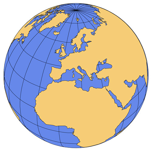 Europe Global Projection Powerpoint and Adobe Illustrator Clip Art Map, includes a JPG version