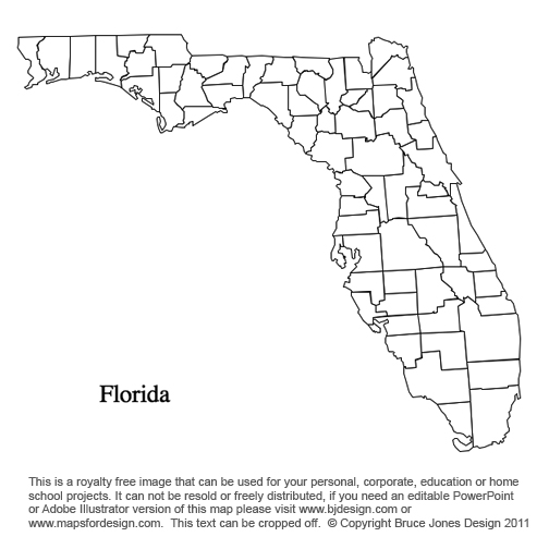 Florida, US State County Map, blank, printable, royalty-free, jpg format.
