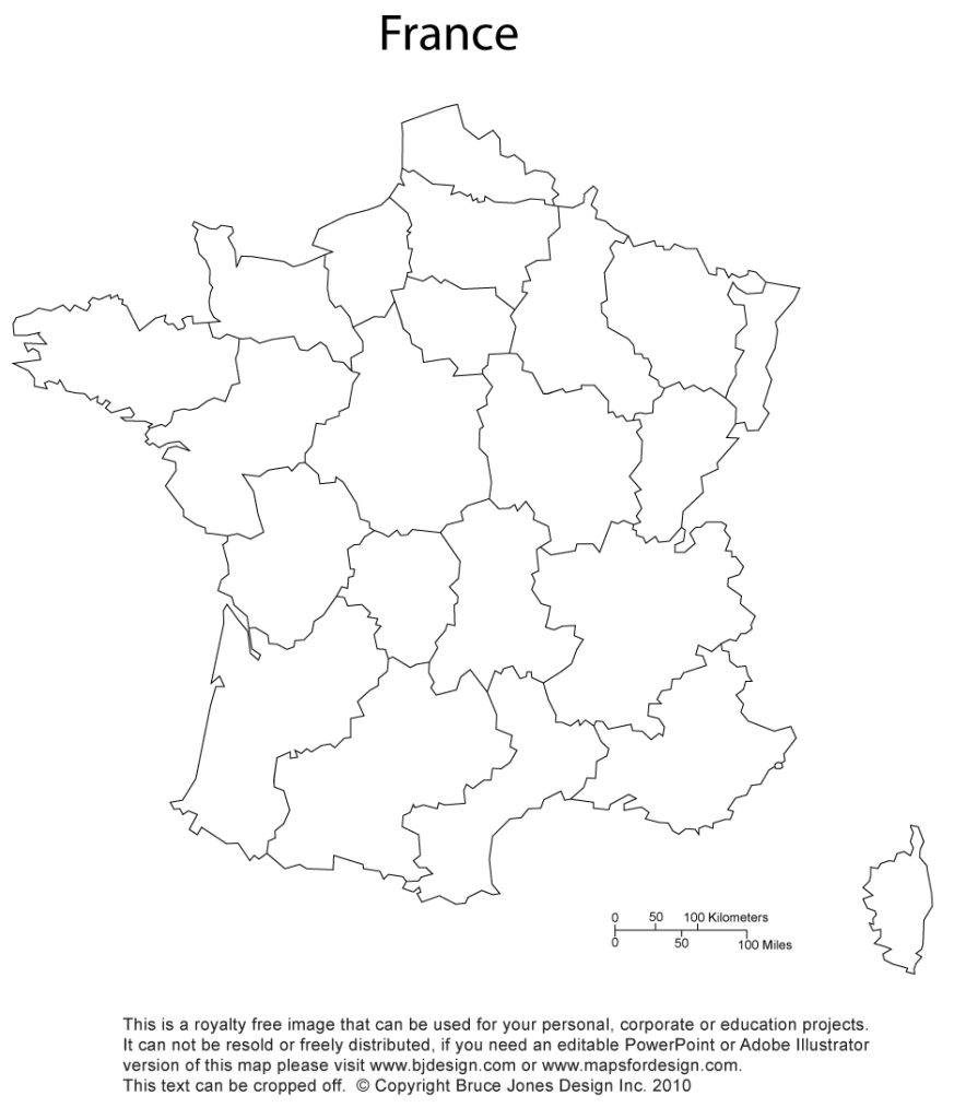 Royalty Free, Printable, France Map with provincial borders, jpg format. Capital is Paris.