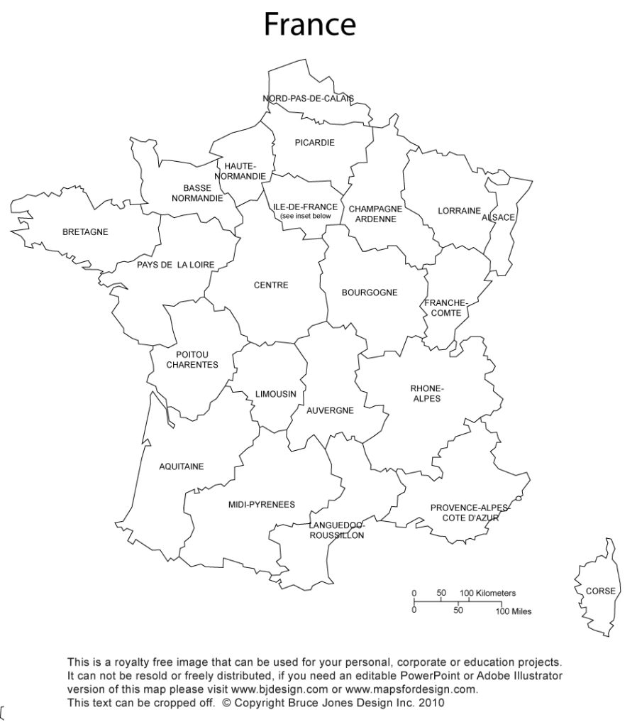 Royalty Free, Printable, Franch Map with provincial borders and names, jpg format. Capital is Paris.