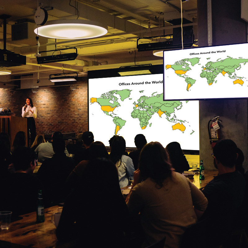 PowerPoint World map with countries in a presentation