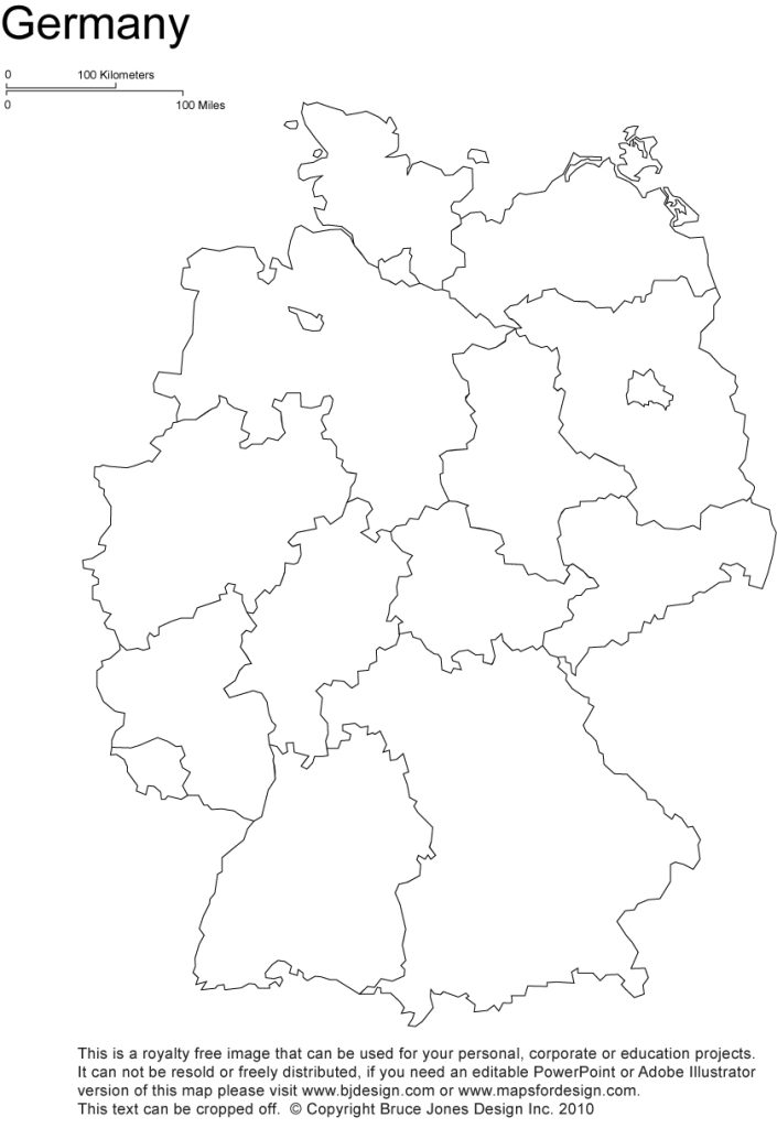 Royalty Free, Printable, Blank, Germany Map with administrative district borders and names, jpg format.This map can be printed out to make an 8.5 x 11 printable map. Capital is Berlin, Oktoberfest is one of the big holidays in Germany, Bavaria