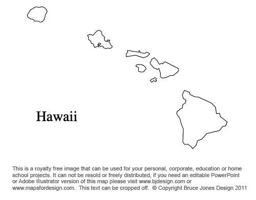 Hawaii, US State County Map, blank, printable, royalty-free, jpg format. If you need an editable version, please click on the map. Click right to download.