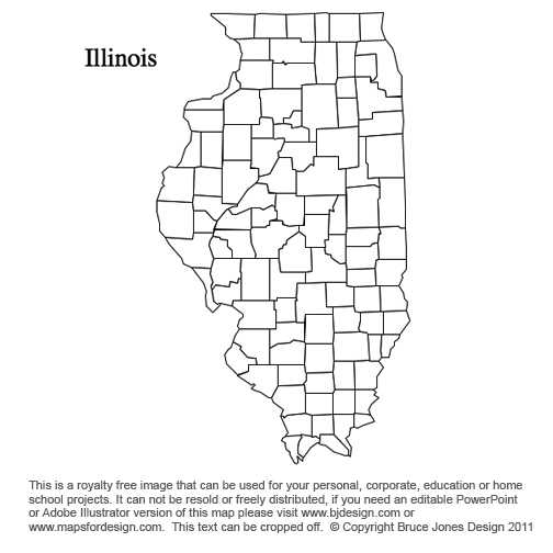 Illinois, US State County Map, blank, printable, royalty-free, jpg format.