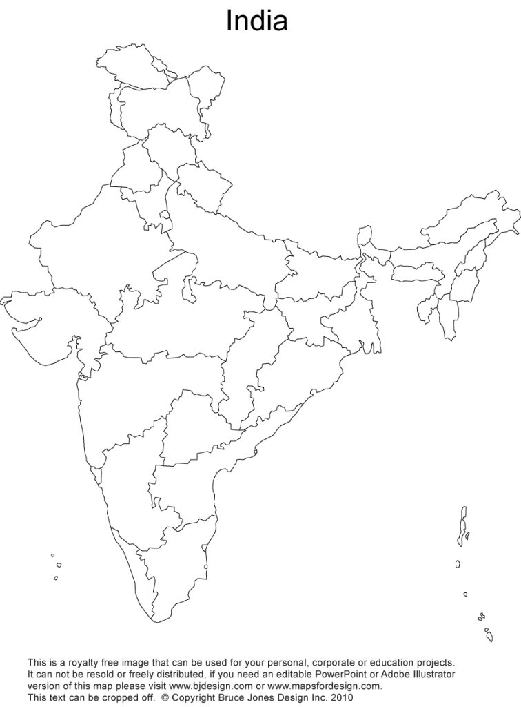 Royalty Free, Printable, Blank, India Map, with administrative districts. jpg format. This map can be printed out to make an 8.5 x 11 printable map. This map has the potential splitting of Andhar Pradesh into two parts, includes Telangana.