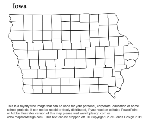 Iowa, US State County Map, blank, printable, royalty-free, jpg format.