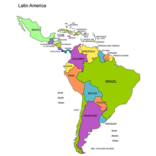 South America Continent printable, map with names, color, Brazil, Boliva, Argentia, Uruguay, Chile, Peru, Ecuador, Colombia, Venezuela, Paraguay, Argentina, blank, royalty free, jpg format