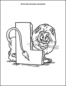 ABC and Number Coloring Book letter L and lion