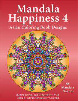 Mandala Happiness 4, Asian coloring book designs