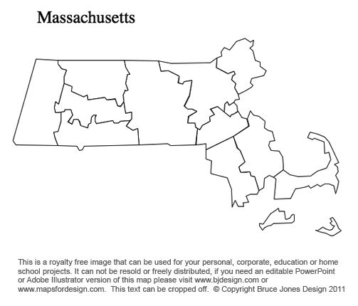 Massachusetts, US State County Map, blank, printable, royalty-free, jpg format.