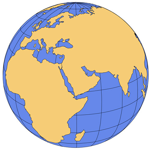 Middle East Global, editable PowerPoint and Adobe Illustrator Clip Art Map.