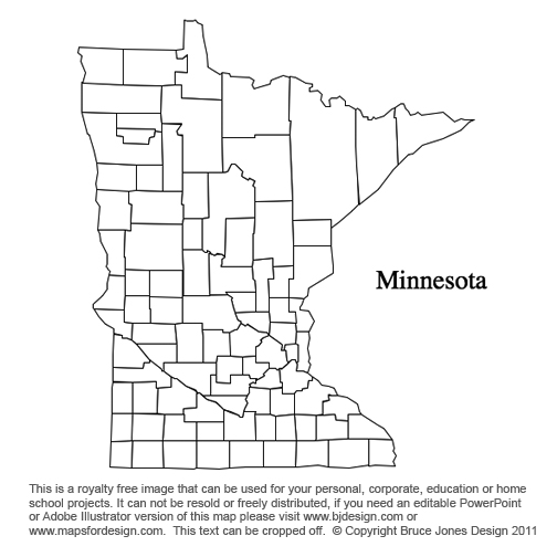 Minnesota, US State County Map, blank, printable, royalty-free, jpg format.