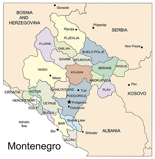 Macedonia Country Map with Administrative Districts, Capitals. Names. Edit with PowerPoint or Adobe Illustrator, includes a JPG version