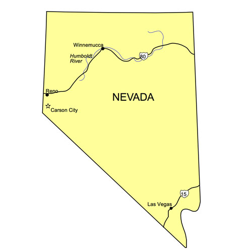 Nevada, capital Carson City, major cities Las Vegas and Reno. jpg format