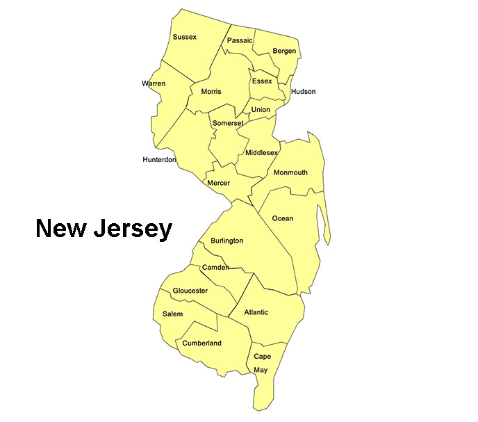 New Jersey State County Map, with names, printable, royalty-free, jpg format.