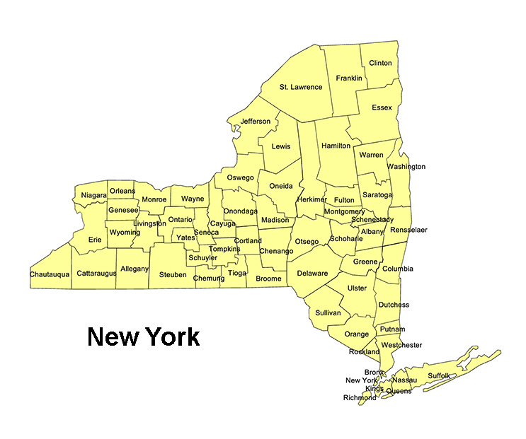 New York State County Map, with names, printable, royalty-free, jpg format.