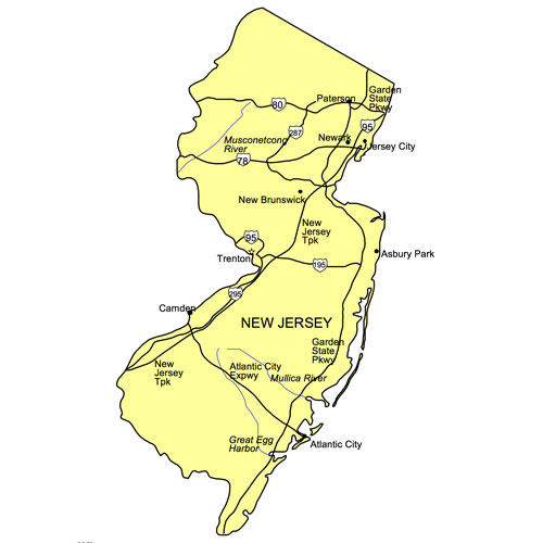 New Jersey, capital Trenton, Atlantic City, Newark, Asbury park, home of Bruce Sprintsteen, jpg format