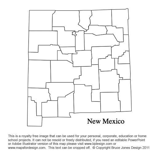New Mexico, US State County Map, blank, printable, royalty-free, jpg format.