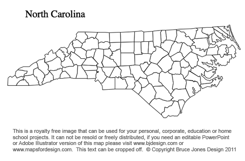 North Carolina, US State County Map, blank, printable, royalty-free, jpg format.