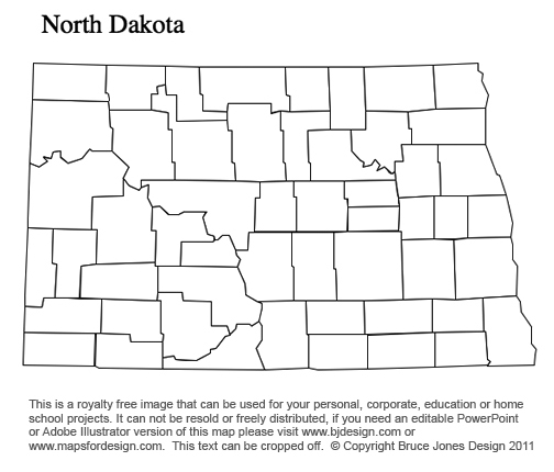 North Dakota, US State County Map, blank, printable, royalty-free, jpg format.