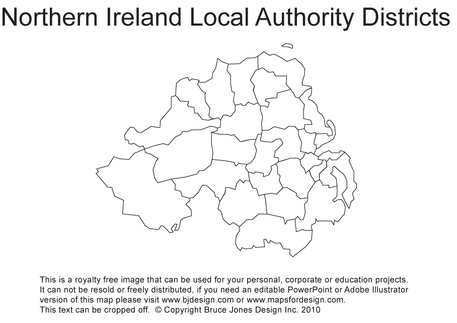 Royalty Free Printable, Blank, map of Northern Ireland, UK, England, United Kingdom, Great Britain, administrative district borders, jpg format.This map can be printed out to make a printable map. The capital is Belfast, Major cities, Armagh, Belfast, Derry, Lisburn, Newry