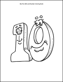 ABC and Number Coloring Book number 10