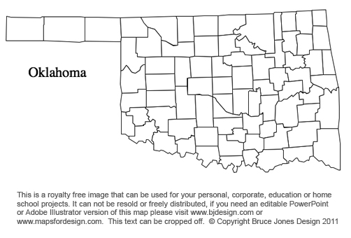 Oklahoma, US State County Map, blank, printable, royalty-free, jpg format.