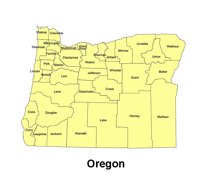 Oregon State County Map, with names, printable, royalty-free, jpg format.