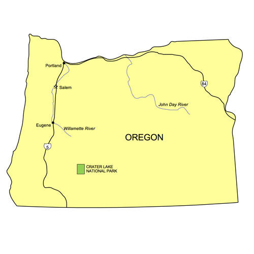 Oregon US State PowerPoint Map, Highways, Waterways, Capital and Major Cities