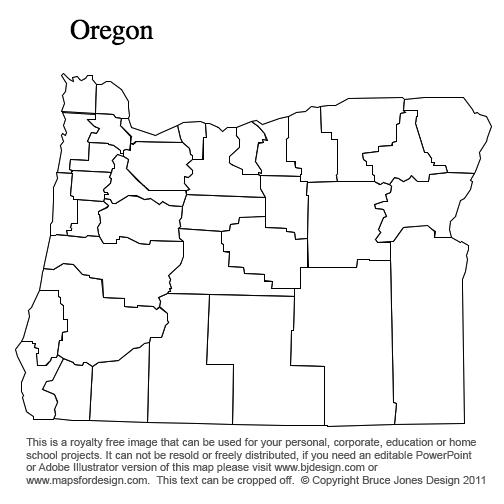 Oregon, US State County Map, blank, printable, royalty-free, jpg format.