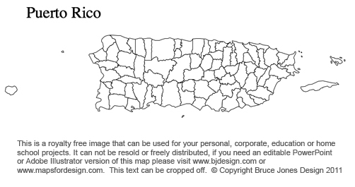 Puerto Rico, US State County Map, blank, printable, royalty-free, jpg format.